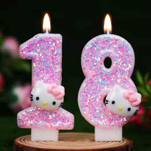 Digital Candle Birthday Cute Cat Birthday Cake Decoration HelloKitty Candle