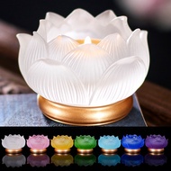 AT-🛫Fanzefu Glass Candlestick Colorful Lotus Lights Buddha Lamp Buddha Worshiping Lamp Buddha Lamp Buddha Front Lantern