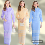 ชุดไทยจิตรลดา ชุดset 2ชิ้นเสื้อ+ผ้าถุงสำเร็จทรงจิตรลดา ผ้าไหมญี่ปุ่นลายไทย ชุดทำงาน ชุดทำบุญในโอกาสต