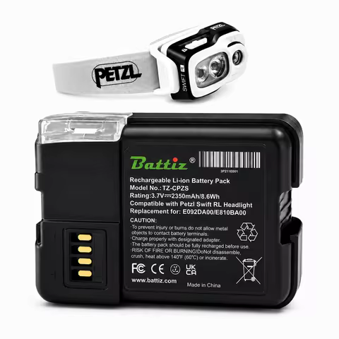 3.7V 2350mah Li-Ion Replacement Battery Compatible With Petzl Swift RL Headlamps USB Rechargeable Ba