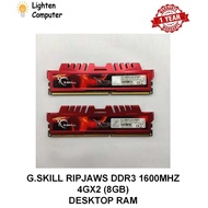 【USED】 G.SKILL RIPJAWS DDR3 1600Mhz 4GX2 8GB | PC3 12800 | DESKTOP RAM | DIMM RAM