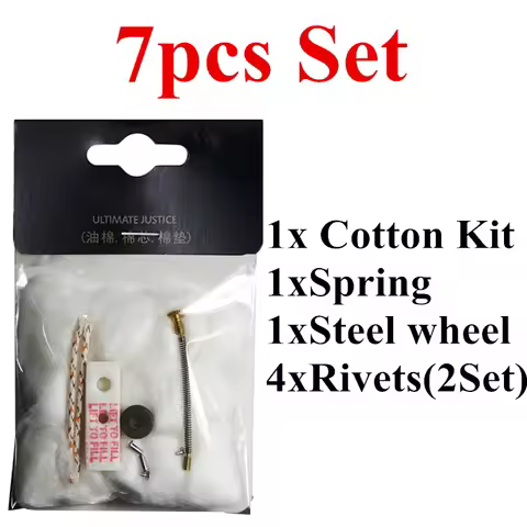 7pcs/Set Gas Lighter Cotton Wicks Felt Spring Rivets Steel Wheel For Zippo Petrol Lighter Repair Upg