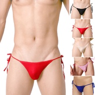 Mens Sexy Viscose Lacing Breathable Backless Thong Briefs Underwear Underpants