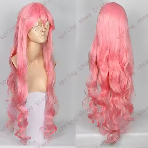 Lucky Star Takara Miyuki Cosplay Costume Hair Pink Long Styled Wavy Halloween Pary Wig