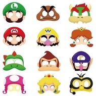 🚓New Mario Theme Party Half Face Mask Birthday Decoration Props Masquerade Party Photo Paper Mask