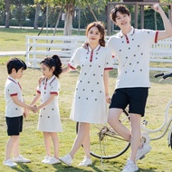 New White Polo Family Dress Men Shirt Boy Tshirt Women Girl Dress Mini Dress Family Mathing Outfits T-shirt Family Set Tees Plus Size
