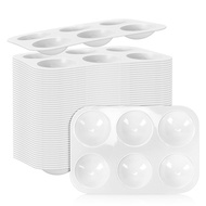 50 PCS White Plastic Watercolor Palette 6 Well Rectangular Paint Palettes Paint Tray Palettes Paint