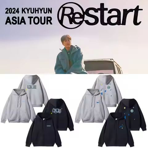 Super Junior KYUHYUN Restart Zipper Hoodies Fashion Kpop Cho Kyu Hyun Same Sweatshirt Men Women Tren
