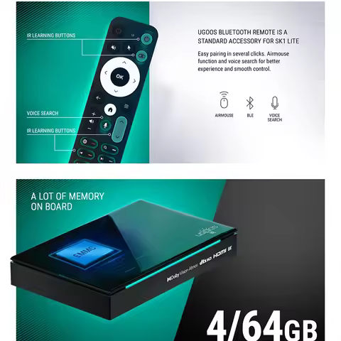 UGOOS SK1 Lite TV BOX Amlogic S928X-K Android 14 LPDDR4 4G64G Supoprt Dolby Vision/Audio/ATMOS DTS W