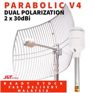 4G LTE 2x30 dBi MIMO Feed Horn V2 V4 V5 Dual Polarization Parabolic Grid Gain Outdoor Antenna 1700Mh