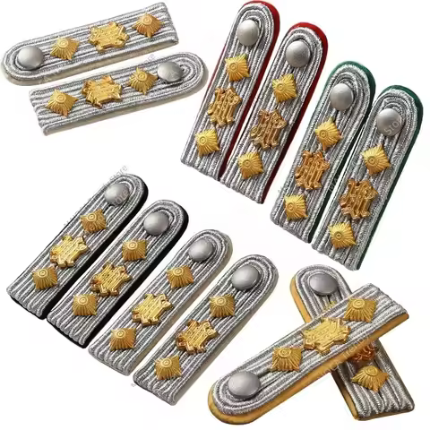 German Officer Oberst Shoulder Boards - Bullion Wire Elite GD Division Epaulettes for Tunic Reenactm