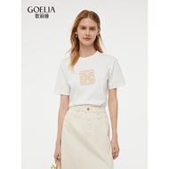 Gelia Pure Cotton t-Shirt Women Summer New Style White Embroidered Short-Sleeved Bottoming Top 1E4R0