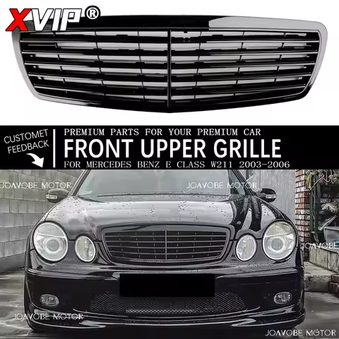 XVIP Glossy Black AMG Style Bumper Grille Racing Grill Accessories For Mercedes Benz E-Class W211 20