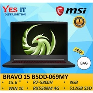 MSI Bravo 15 B5DD 069MY 15.6" FHD Gaming Laptop (RX5500M, R7 5800H,144Hz,8G,512GB SSD,W10) FREE BAG
