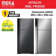 HITACHI R-V690P7MS 550L 2-DOOR FRIDGE | Top Freezer | Inverter | 3 Ticks