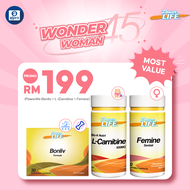 Powerlife Wonder Women Bundle: Powerlife Bonliv 30s L-Carnitine 60s & Femine Sential 60s | Health Su