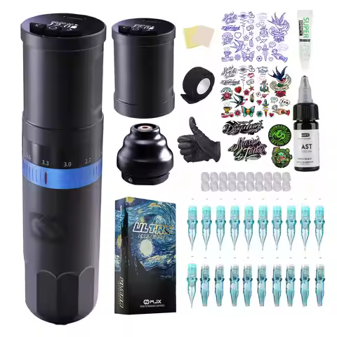 WJX W3 Professional Complete Kit 2.4-4.2mm Strokes Tattoo Wireless Machine Pen WJX Ultra Cartridge S