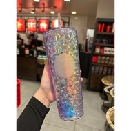 New model Star-bucks diamond cup - 2-layer diamond thermos plastic cup Fish scale cup