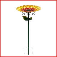 Garden Bird Bath Weather Resistant Sunflower Metal Stake Hummingbird Water Bowl Bath for Outdoor Gar
