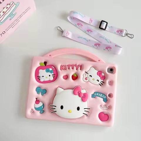 Sanrio 3D Cartoon Kitty Holder Tablet Case For IPad A16 Air 2 3 4 5 6 10.9 Mini 6 7 Pro 9 8 7th M2 M