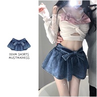 Retro Y2K สไตล์อเมริกัน เดนิม กางเกงขาสั้น ผู้หญิงเซ็กซี่ หลวม ทรงเอ พรางหุ่น ร้อน กางเกง เอวต่ํา ซิ