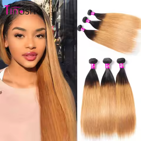 Tinashe Hair Ombre Brazilian Hair Weave Bundles Honey Blonde 1B 27 Colored Straight Human hair Bundl