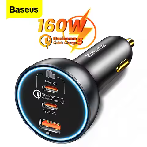 Baseus 160W Car Charger Quick Charge 5.0 QC 4.0 PD 3.0 USB Type C 65W Fast Charging Charger For iPho