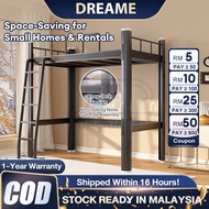 𝙍𝙚𝙖𝙙𝙮 𝙎𝙩𝙤𝙘𝙠 Loft Bed Single Metal  - Heavy Duty Movable Ladder 205x200x100CM