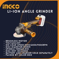 INGCO LITHIUM-ION ANGLE GRINDER 20V (CAGLI21104)| CORDLESS TOOLS | INDUSTRIAL | MERVILLE