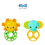 Oball Jungle Teether Rattle Set | Baby Sensory Toy | Lightweight Grip Ball | Mixed Color
