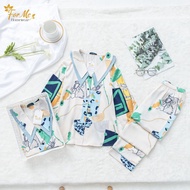 Combo Luxury Paper Silk Home Wear High Quality Long Sleeve Moon Chain Sen 20 (With 1 Short Sleeve Shirt), forme Pajama