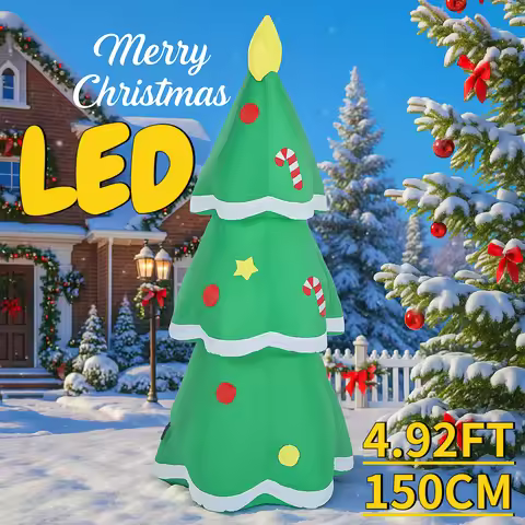 4.92FT Christmas Holiday Inflatable Toys LED Xmas Tree Candy Cane Yard Lawn Party Decoration Xmas Ho