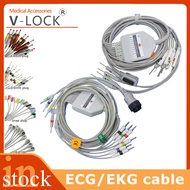 2026 Ekg Ecg Cable One-Piece Electrocardiograph 10 Leads Wires Clip Snap Banana for Ekg Ecg Monitor 