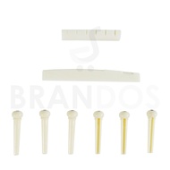 Nut + Saddle Bridge + Pin (6 pcs) Tulang Sapi Gitar Akustik PUTIH