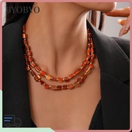 BYOBYO Colorful Necklace, Elegant Double-layer Beaded Necklace, Fashion Exaggerate Irregular Jewelry
