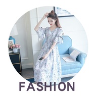 Elegant Woman Floral Embroidered Bell Sleeve Chiffon Dress   TR9319