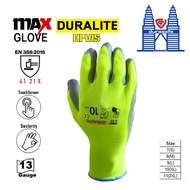 MaxGlove Duralite 9″ HI VIS PU Nitrile Palm Coated Knitted Nylon Glove Size 7-11 EN388:2016 Level 41