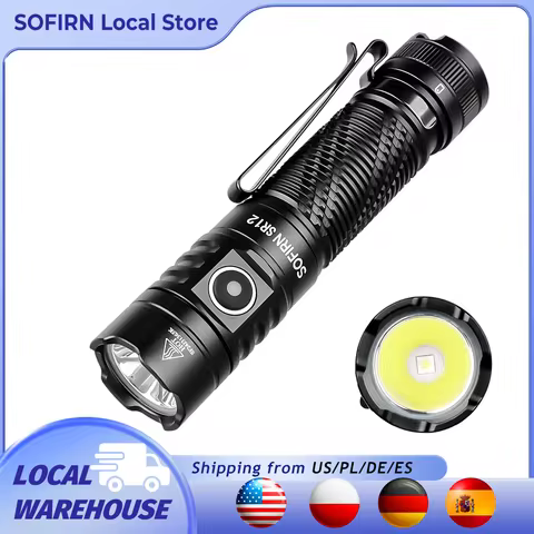 Sofirn SR12 EDC Flashlight 1450LM Powerful Light SFT25R LED 18650 USB C Rechargeable Torch IP68 Wate