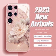 Case For Samsung S25 Ultra S24Ultra S23Ultra S23FE A55 A54 A14 A34 A52 Glass Back Soft Frame Metal-e
