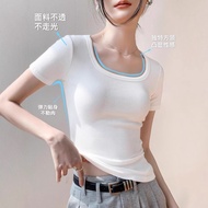 Modal Bottoming Shirt Short-Sleeved t-Shirt Women Summer Thin Slim-Fit Small Round Neck Large Size M