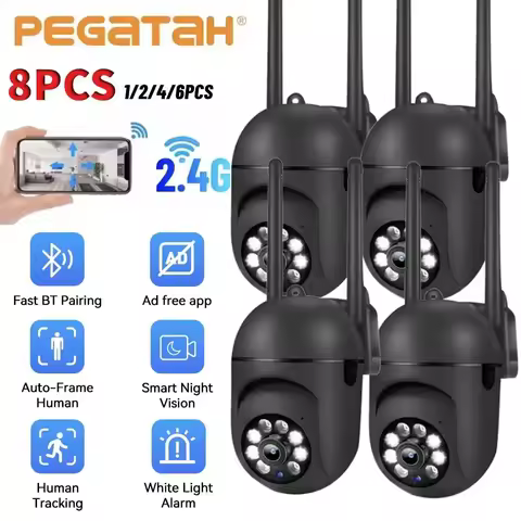2.4G 8MP Black Cameras Wifi Video Surveillance IP Outdoor Security Protection Monitor 5.0X Zoom Home