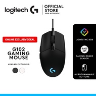Logitech G102/G203 Lightsync RGB Wired Gaming Mouse With 8K Sensor-Black white wired mouse
