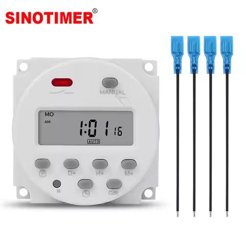 CN101A 12VDC 220VAC Digital Timer Switch 7 Days Weekly Programmable Time Relay Programmer with 4 Spa