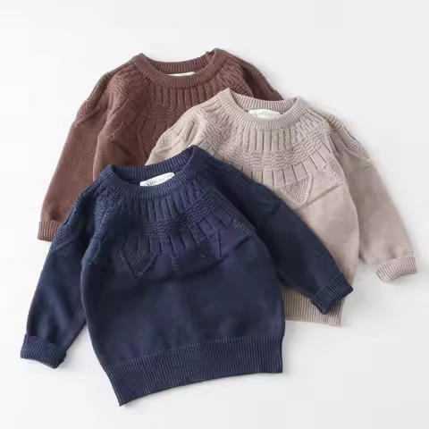 2026 Autumn Boys Clothes O Neck Knit Wear Brief Style Sweater for Girls Casual Kids Outfit