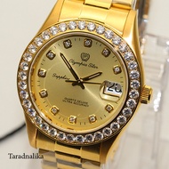 นาฬิกา Olympia star sapphire 893271-219 เรือนทอง หน้าปัดทอง พลอยล้อม