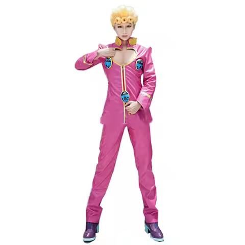 2024 Golden Wind Cosplay Giorno Giovanna Cosplay Costume Pink Suit Uniform Halloween Carnival Mad