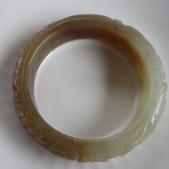 天然新疆和闐玉糖料 手鐲 重量64.8克 內徑55.5mm 和田玉 和闐玉