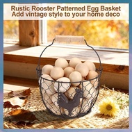 [hotkeystore.] 2 PCS Farmhouse Egg 8'' Basket for Gathering  Eggs, Rustic Metal Wire Chicken Eggs Ho