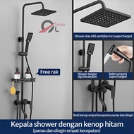 NEW Set shower kamar mandi + stand + keran set shower stainless steel persegi lengkap set shower min