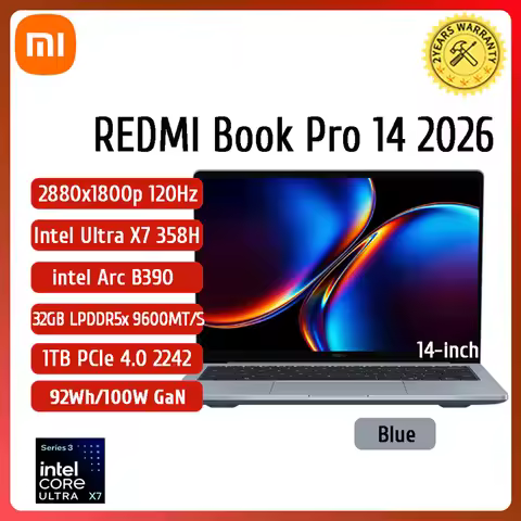 Xiaomi REDMI Book Pro 14 Laptop 2026 Ultra5-338H/Ultra7-358H 32GB+1TB 14inch Screen Blue Notebook Xi